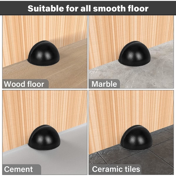 Dörrstopp - svart, set med 4 dörrstopp och stopp i rostfritt stål