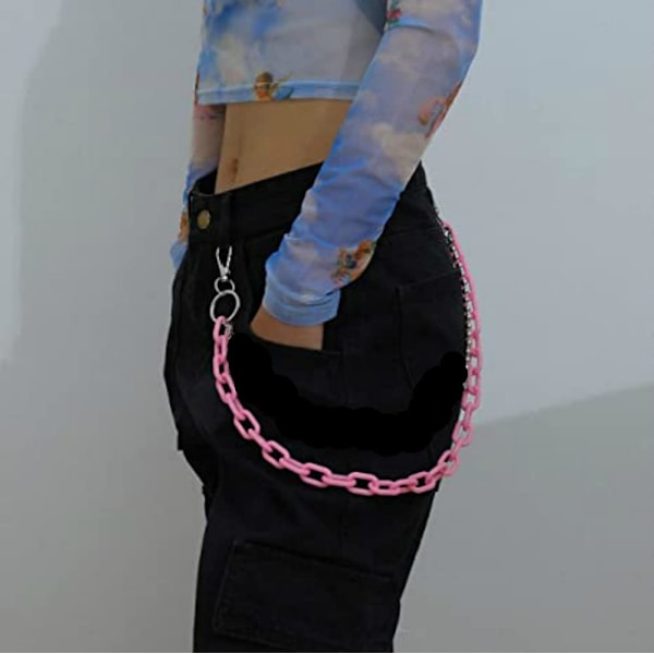 Färgade Akryl Jeanskedjor Plånbokskedja Fickkedja Bälteskedjor Nyckelring Hip Hop Punk Jeansbyxor Plånbokskedjor för Kvinnor och Män Present på Halloween (pi
