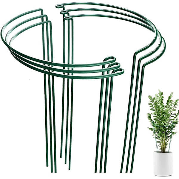10 stk. Plantestøtter, Halvsirkelformede Grønne Pinner, Plantestøtte, Hjelp Plantene Dine til å Vokse - Støttering for Planter, Pinner for Hortensia, Peoner, Planter