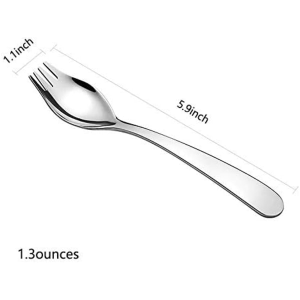 6-Pakke Mini Sporker i Rustfritt Stål, Lunsjutstyr til skolestart, Frukt, Forrett, Dessert, Salat Bestikksett, 15 cm Lang(S)