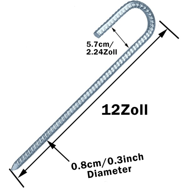 Galvaniserad markförankring, 6 tum J-konstruktionspåle, tältpinne
