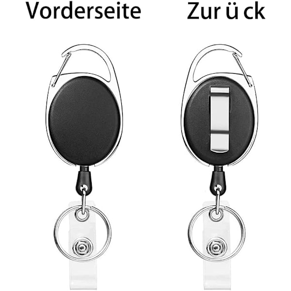 Badgeholder, 2 stk. innfellbare nøkkelringer, med forsterket fjær