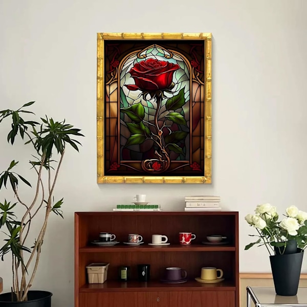 (12x16in) Diamantmålningssatser för vuxna och nybörjare, 5D Full Drill Rose Diamond Art Paint med runda diamanter Gem Paintin
