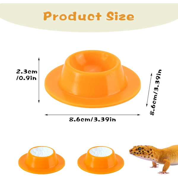 2-pack Leopard Gecko Mat Skål Gecko Kalcium Skål Gecko Mat Skål och Vattenmatningsskål Reptil Vatten Mat Skål Kalcium Skål för Skäggagam Ödla