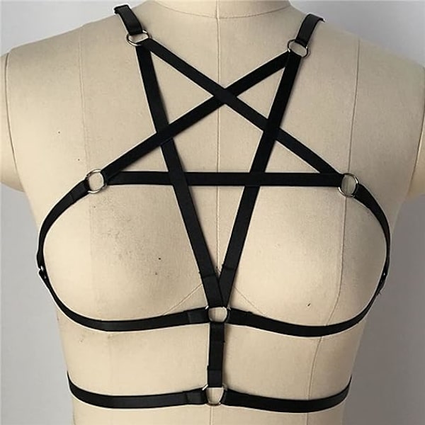 2 st Sexiga Kvinnors Selar Halsband Pentagram Kroppssele Bh Bur