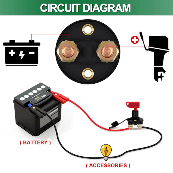 Erotuskytkin 12V/24V Akun Erotuskytkin Katkaisee Virran Max 200A Autoille, Kuorma-autoille, Veneille, Ajoneuvoille Virran Katkaisukytkin