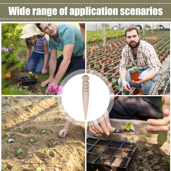 2 stk. Plantepluggverktøy - Planteplugg, Miniatyr Planteplugg | Hageverktøy, Lett Grep Trehåndtak Planteplugg for Planting av Løk, Transpla