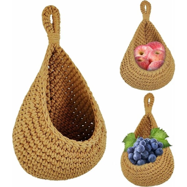 Hengende kurv fruktkurv vegghengende kurv 21*21cm macrame f