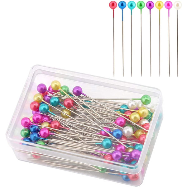 100 stycken synålar 4cm (flerfärgade), plastbollhuvud, raka