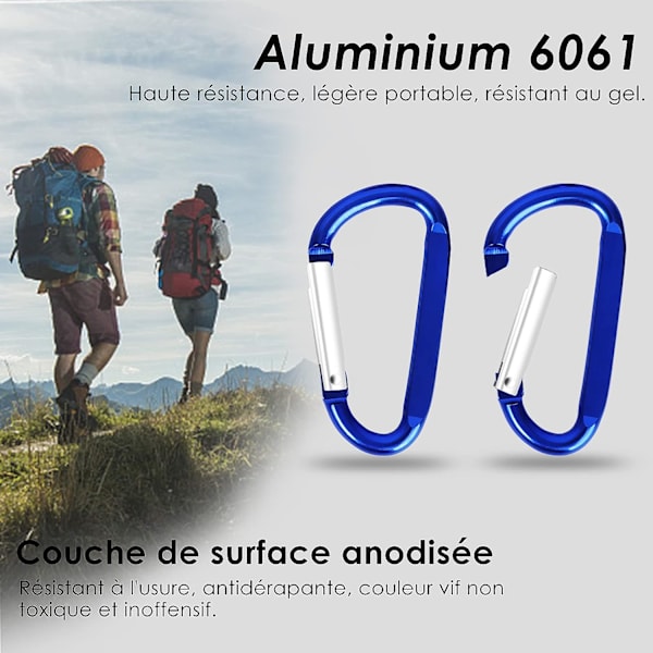 10-pakks Aluminium Karabinhake D-krok Nøkkelring Multifarge