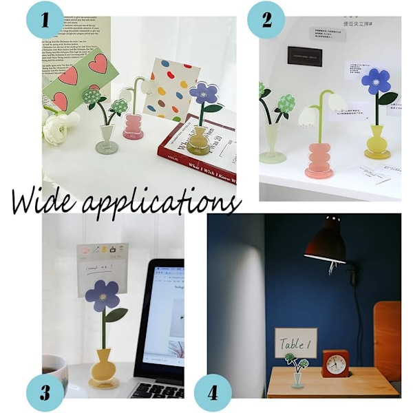 3Style Skrivebords Memo Holder Stativ Sett Blomst Bord Foto Display Memo Holder Stativ for Hjemmekontor Bilde Memo Kort Papir Notat Postkort Display