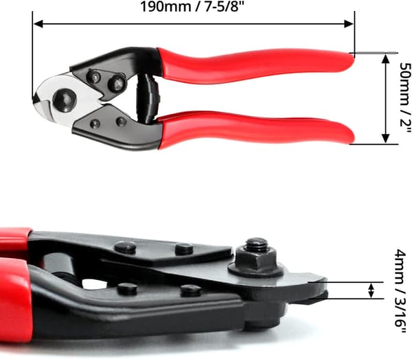 190mm Kabelknipser i rustfrit stål til at klippe stålkabel op til 4 mm