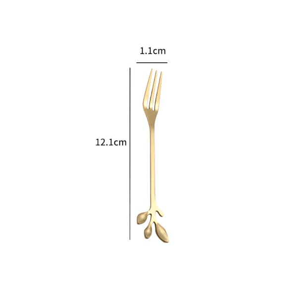 10-delt Gull Mini Blad Dessertgafler Sett - 12 cm Elegant Rustfritt Stål Frukt, Forrett, Kake & Salat Gafler - Perfekt for Cocktail Selskaper & Hjemmebruk