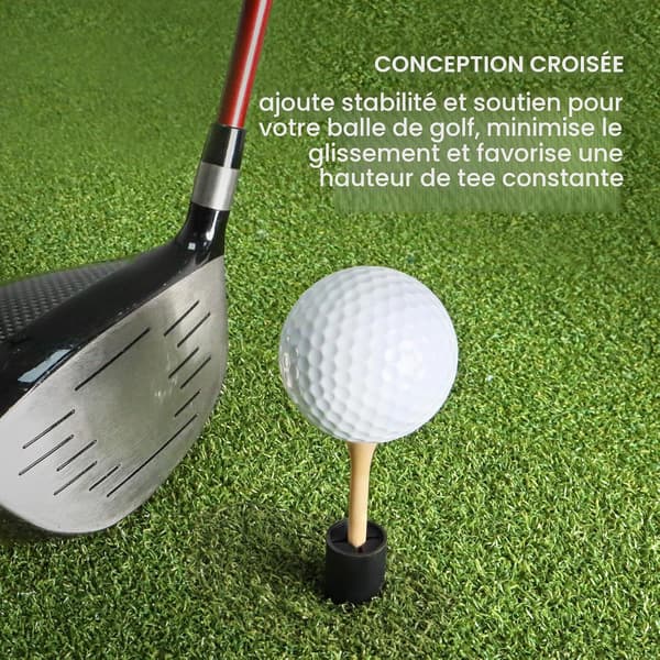 Sæt med 5 x 5 cm gummi-golf-tees til indendørs og udendørs brug, sort tee-adapter til at slå på tæpper