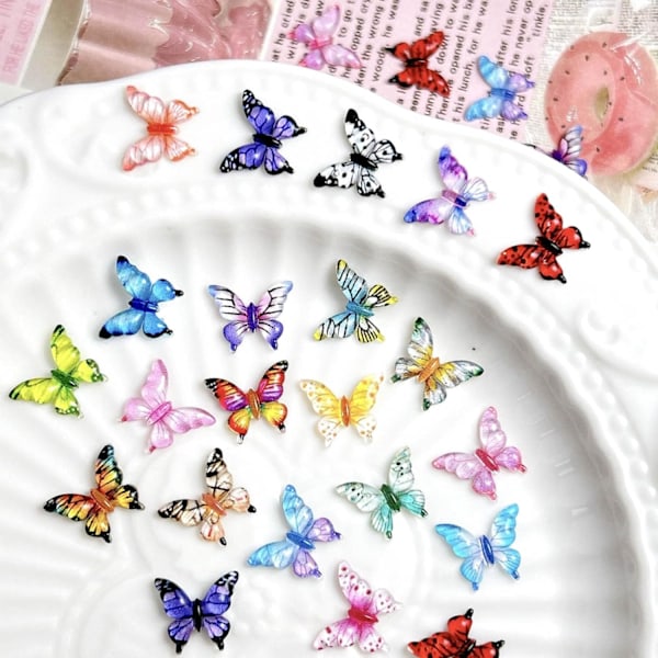 40 kpl Perhoskynsitaidekoristeita 3D-hartsista perhoskynsikoristeita Kevätkynsien glitter-setti Värikäs perhoskynsitaidekoristelu Kesäperhoset Kynnet