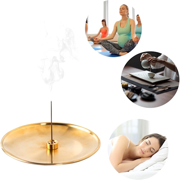 3 i 1 Røgelsesbrænder - 14 cm Messing Røgelsesholder til Røgelsespinde/Spiralrøgelse/Røgelseskegler - Metal Græskarformet Askeopsamler til Meditation Yo