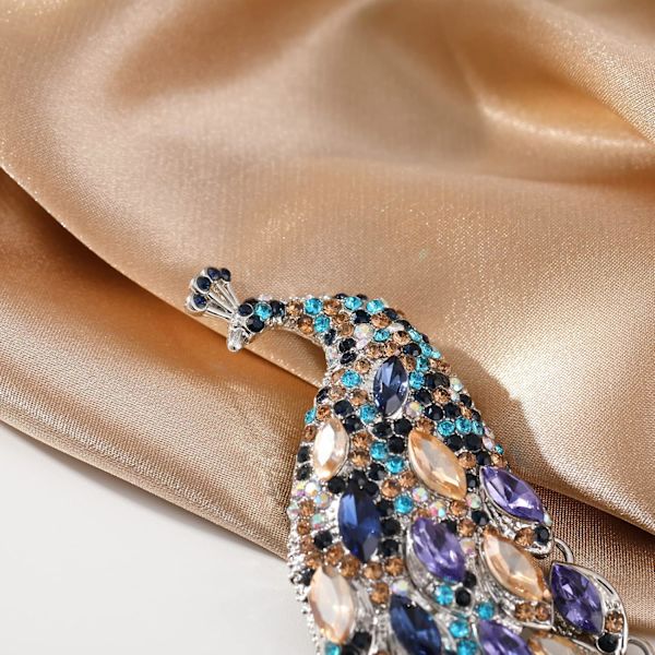 Rhinestone Påfågel Tofs Brosch Pins för Kvinnor Mode