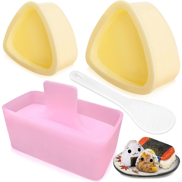Onigiri Form, 3-pak Risform Musubi Maker Kit, Musubi Presseform, Klassisk Trekantet Risbold Form Maker Sushi Form til Børnefrokost Bento, Hjemme DIY