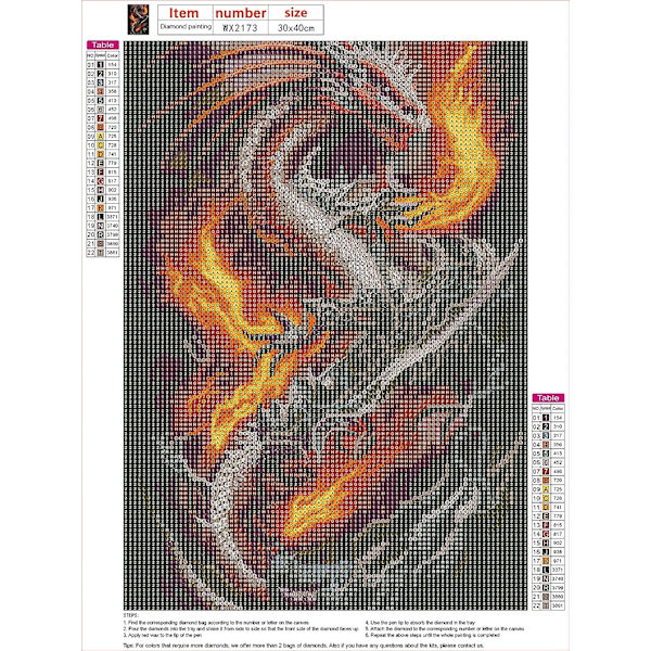 30 x 40 cm, flamme-drage Diamantmaleri Broderi Diamantmaling
