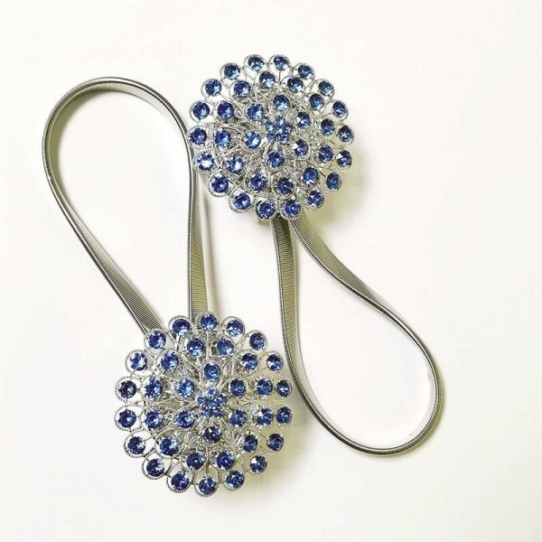 Stykker Crystal Flower Curtain Tieback, (Royal Blue)Magnetisk Curta