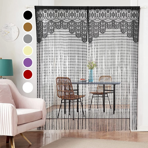 Skillevæg Tassel Gardin - Hvid, 100cm x 200cm Halvgennemsigtig