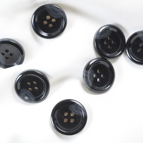 100 stk. Store 1,5 cm Svarte Knapper for Søm Rund Resin, 4 Hull Flatback Frakk Skjorte Genser Knapper DIY Klær 1,5 cm Bulk