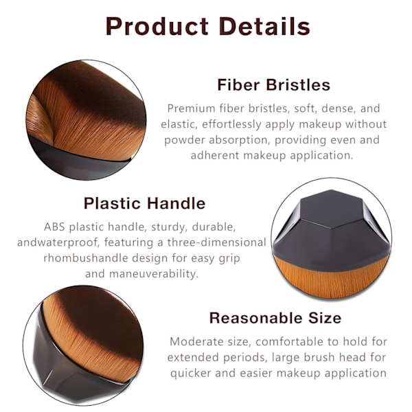 2 stk. Hexagon Flat Top Kabuki Foundation Brush med Beskyttelsesetui til Flawless Flydende & Pulverapplikation (Sort)