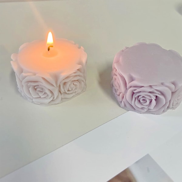 2 stk. Rose Blomst Søjle Lysforme Valentinsdag Cylinder Resin Støbeform til Lysfremstilling Resin Støbning Silikoneform til DIY Lysfremstilling P