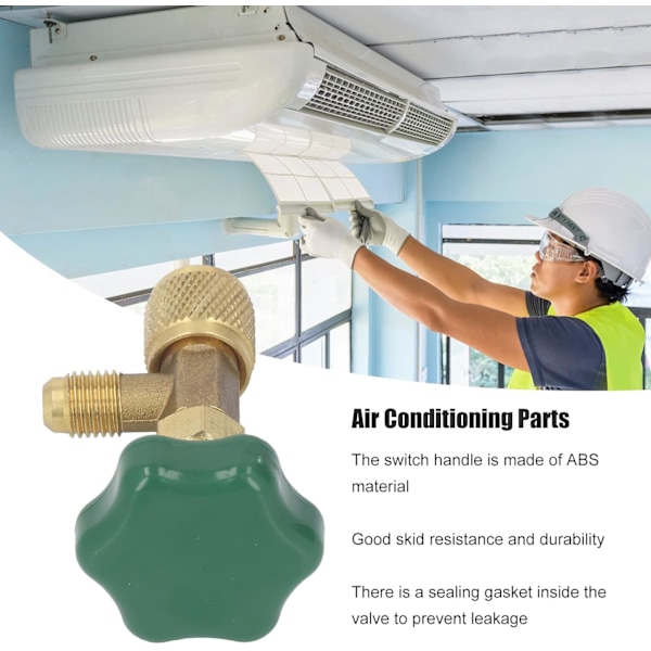 SAE 1/4in Kølemiddeltankventil, Aircondition Kølemiddelventil til Udskiftning Lækagesikker Airconditiondel