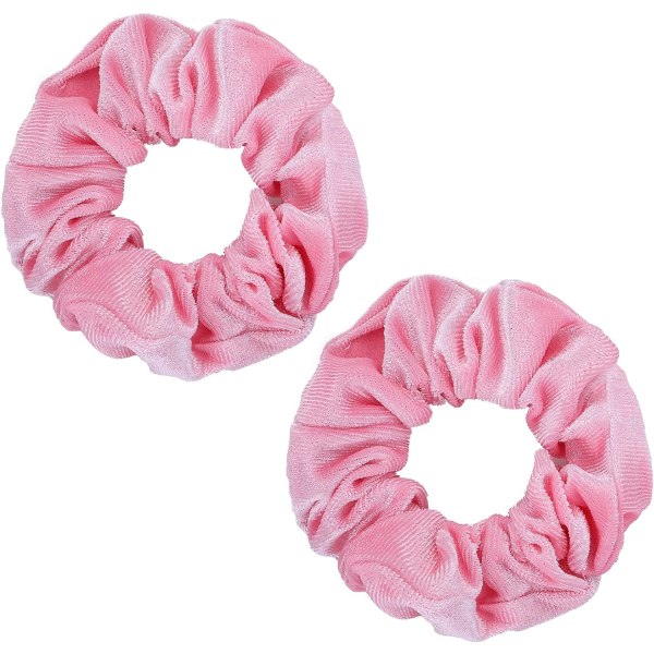 2 st Pink Velvet Hair Scrunchies Stor storlek Söta hårband rep