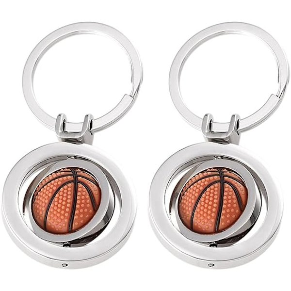 2 stk Basketball Nøkkelringer Nøkkelring 3D Roterbar Basketball Nøkkelring