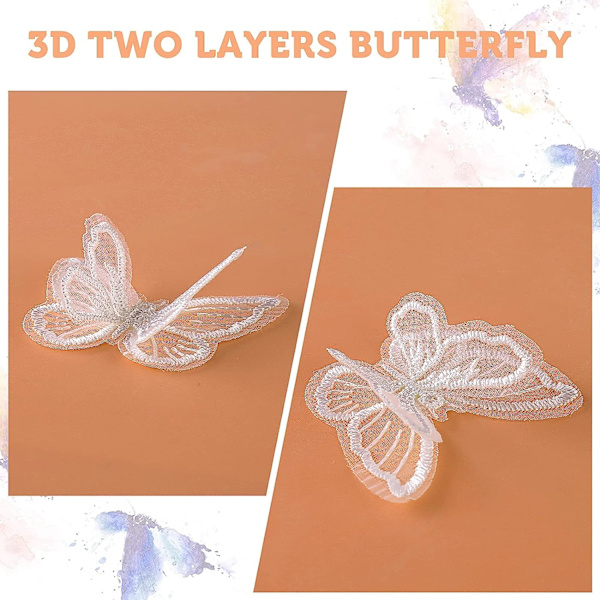 20 st Butterfly Spets Trim Applikationer Dubbla Lager Butterfly Broderi