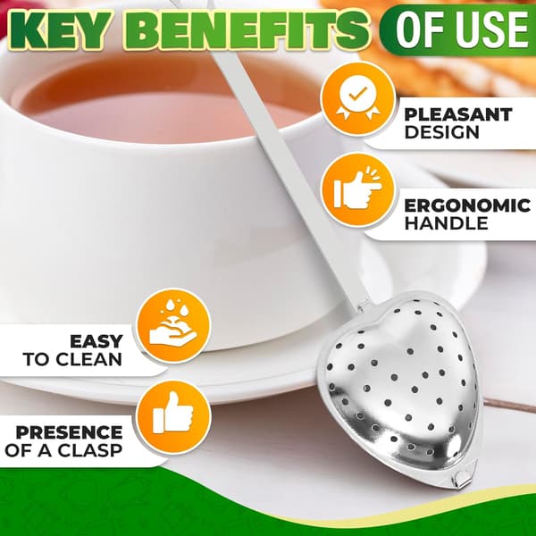 10 stk. Hjerte Te-infuser til Løs Te - Te-diffusere til Løse Te-blade Te-si til Løs Te Infuser Ske - Te-brygger