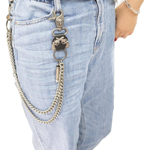 Pitkä Lompakon Ketju Biker Punk Avaimenperät Hip Hop Kallo Housun Ketju Raskas Vyötäröketju Sopii Miesten Jeans Vyölenkkiin Lompakkoon & Lompakkoon Gootti Rock Cool M