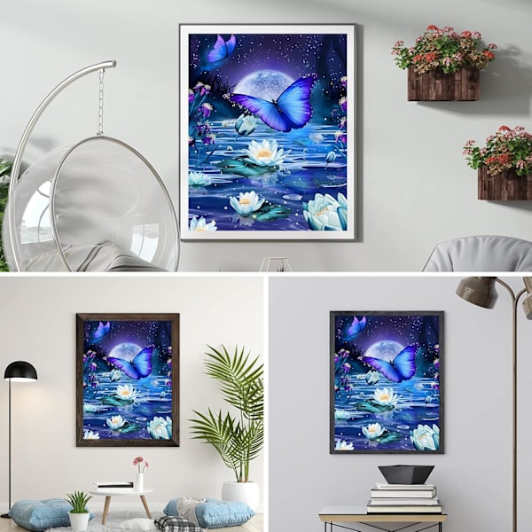 5D Perhonen Timanttimaalaussetti Aikuisten ja Lasten 30x40cm, DIY M