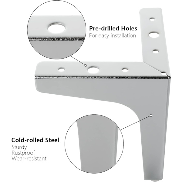 Set med 8 st 10 cm Gyllene Soffa Ben, Gyllene Möbelben för 600 kg Last