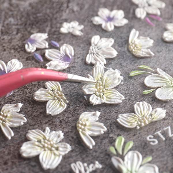 3D Vårblomster Negleklistremerker 1 Ark Neglekunst Negleklistremerker Sel