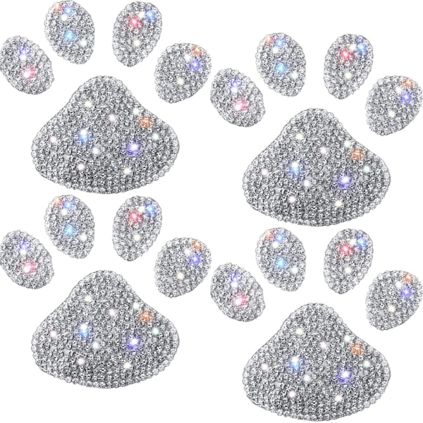 4 stk. Bling Poteaftryk Bilmærkat Hundepoteaftryk Klistermærker Bling Rhinestone Dekoration Rhinestone Mærkater Klistermærker til Bilkofanger Vindue Bærbare Computere Dekoration