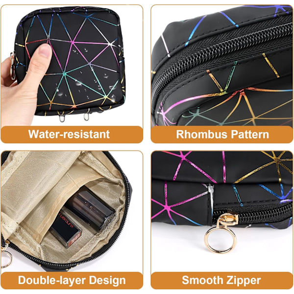 Menstruationspose til Poser, Sanitetsbind Opbevaringspose i Læder, Menstruationsbind Pose, Feminin Produkt Tamponholder til Taske (Farverig Bl