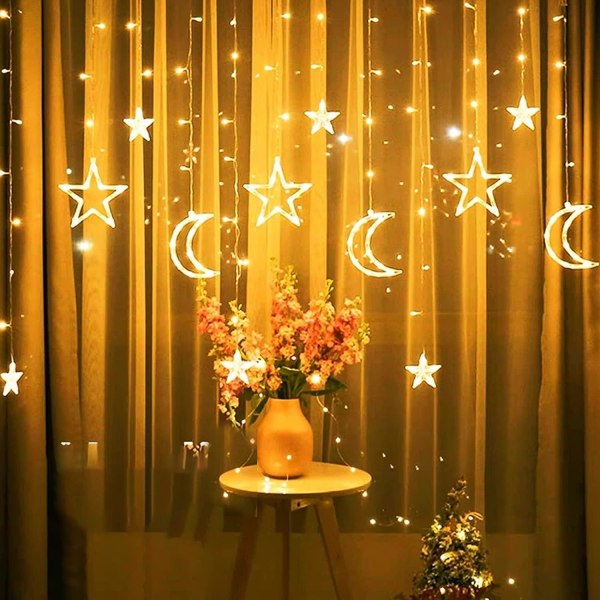 LED-valot, 3,5 m Star Moon Curtain Light -joulukoristeet