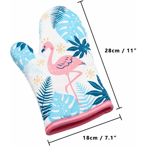 1 Pari Valkoisia Lämpöä Kestäviä Hansikkaita, Uunin Hansikkaita, Flamingohansikkaita