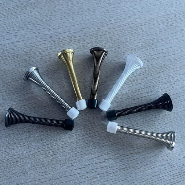 12x Fjedrende Dørstopper (Sort) 85mm Rustfrit Stål Dørstopper med