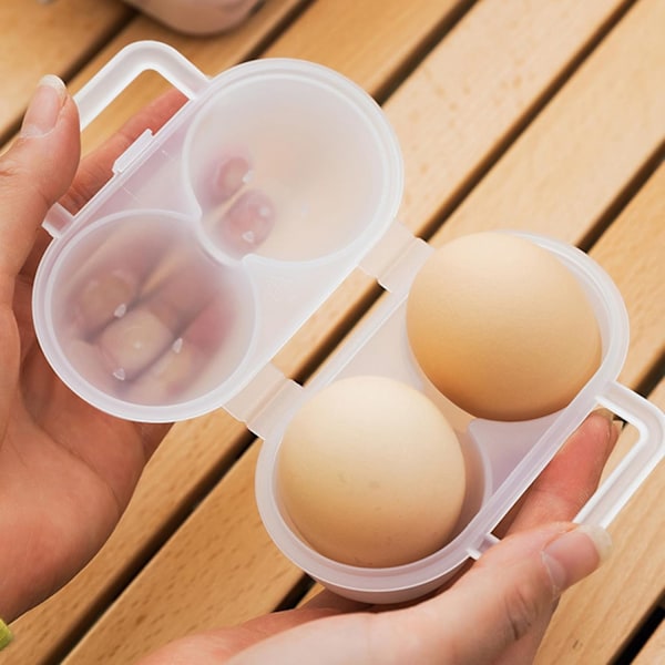 3-pack äggbox, bärbar ägghållare i plast, äggförvaringsbehållare, äggorganiseringsbox för kylskåp, camping (2 rutnät)