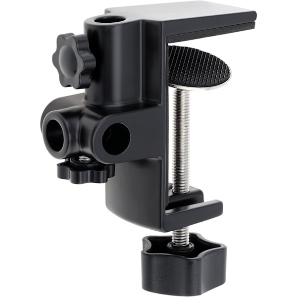 Työpöydän lampun kiinnike, 1/2 tuuman 4 reiän metallipöydän kiinnitysklipsu, universaali C-klipsu suurennosslampulle/mikrofonille/puomin saksiliittimelle, sopii jopa 2-1/2 tuuman paksuuteen