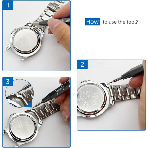 Professionellt verktyg för att ta bort stift i klockarmband av rostfritt stål - Multifunktionellt fjäderstångsverktyg med linjal, verktyg för att trycka ut länkstift för klockarmband för justering