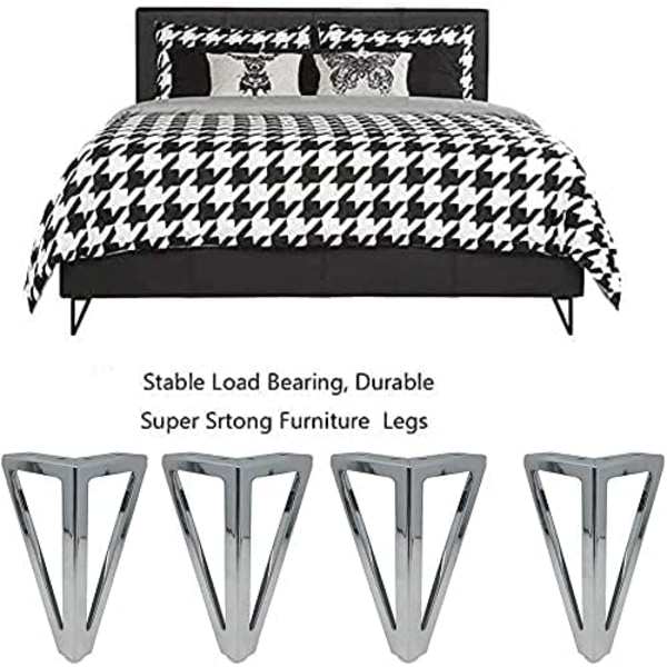 (Silver) 4-pack Triangulära Metallbordben 15cm Modern