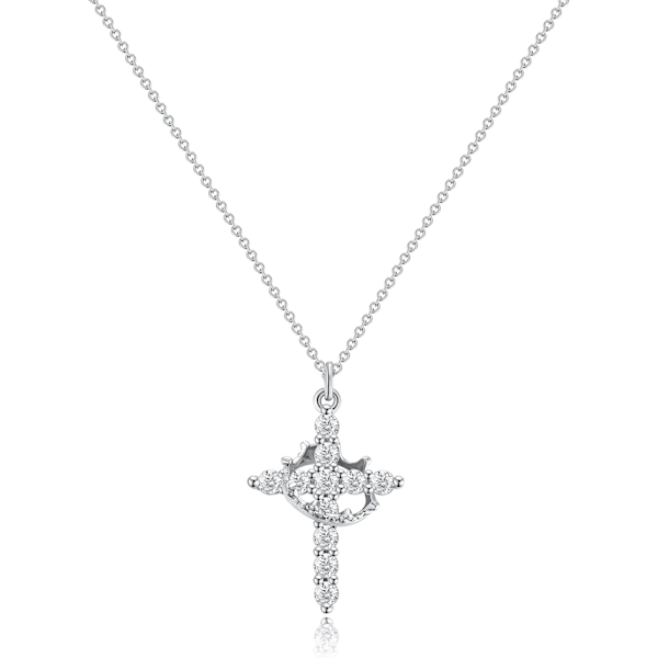 Diamond Cross Necklace for women-Dainty  Gold Cubic Zirconia Pendant Necklaces Simple Gold Cross Pendant Necklace Cute T