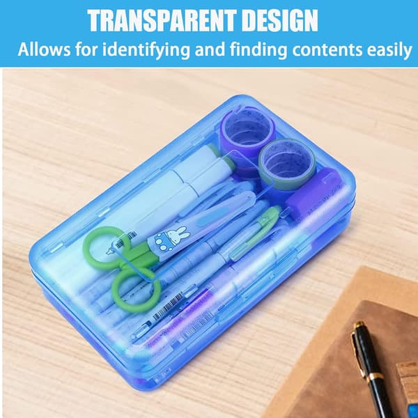 1 Förpackning Plastpennfodral (Blå), Transparent Pennfodral, Kontor