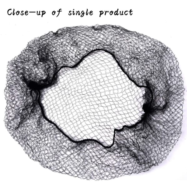 Hårnet 100 stk, 56 cm Hårnet Elastisk Usynligt Elastisk Net til Madservice, Balletknold, Sovning, Kvinder og Paryk (100, Sort)