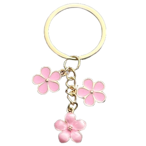 1PCS Keychain Pink Cherry blossoms Charms for Key Cute Letter Keyring for Handbag Backpack